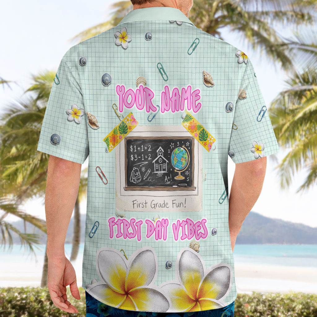 Personalized Hawaii Back To School Dolphin Hawaiian Shirt Grid Notebook Background With Dolphin Mascot And Plumeria Flowers TS04 - Polynesian Pride