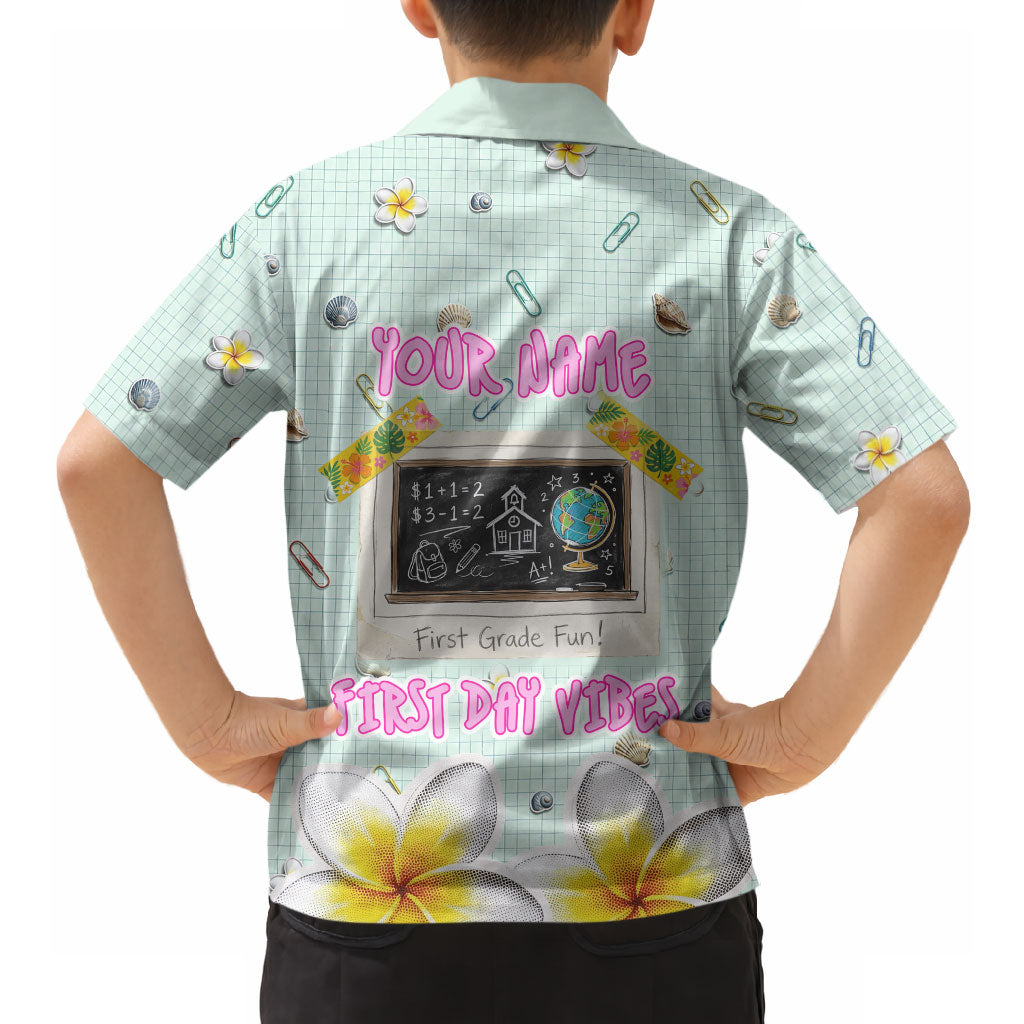 Personalized Hawaii Back To School Dolphin Hawaiian Shirt Grid Notebook Background With Dolphin Mascot And Plumeria Flowers TS04 - Polynesian Pride