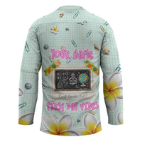 Personalized Hawaii Back To School Dolphin Hockey Jersey Grid Notebook Background With Dolphin Mascot And Plumeria Flowers TS04 - Polynesian Pride