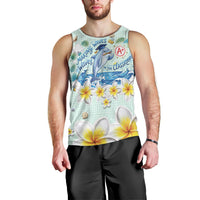 Personalized Hawaii Back To School Dolphin Men Tank Top Grid Notebook Background With Dolphin Mascot And Plumeria Flowers TS04 - Polynesian Pride
