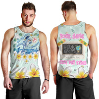 Personalized Hawaii Back To School Dolphin Men Tank Top Grid Notebook Background With Dolphin Mascot And Plumeria Flowers TS04 - Polynesian Pride