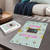 Personalized Hawaii Back To School Dolphin Puzzle Grid Notebook Background With Dolphin Mascot And Plumeria Flowers TS04 - Polynesian Pride