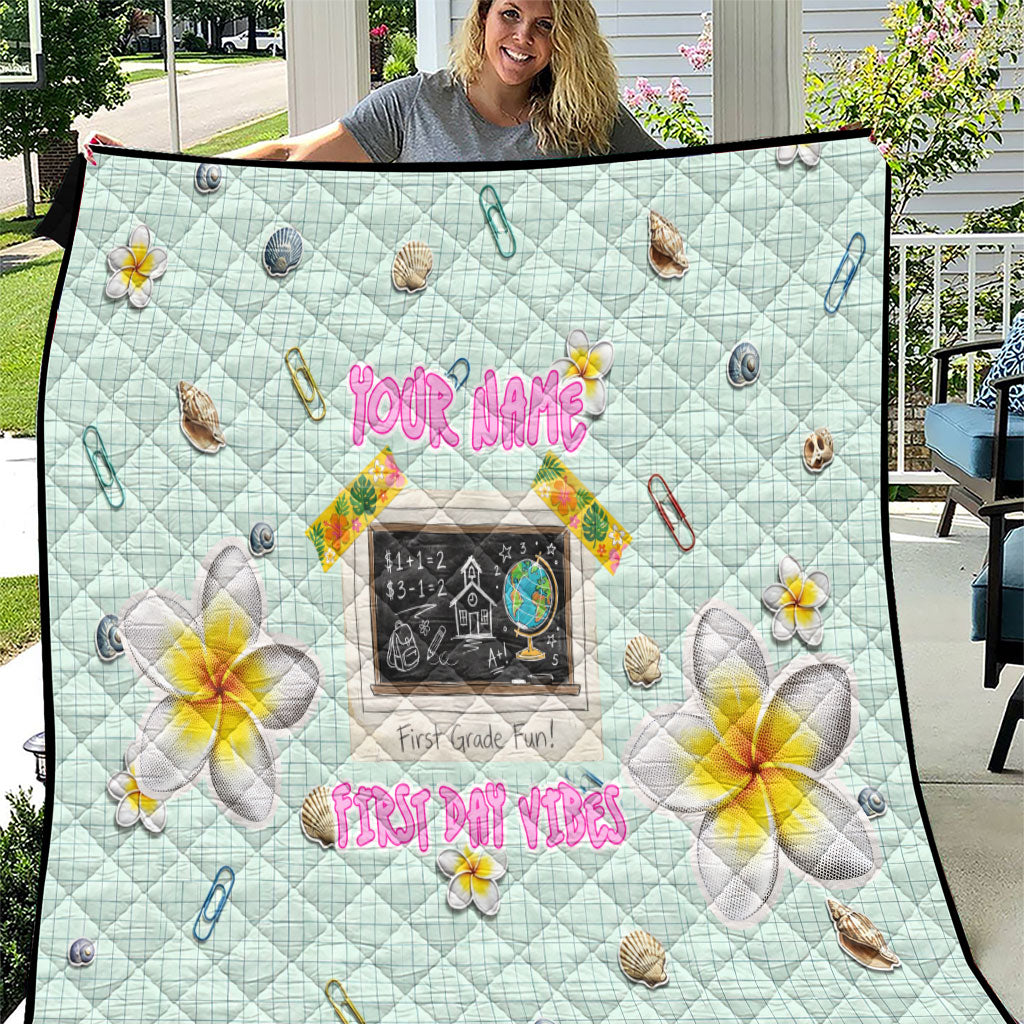 Personalized Hawaii Back To School Dolphin Quilt Grid Notebook Background With Dolphin Mascot And Plumeria Flowers TS04 Green White - Polynesian Pride