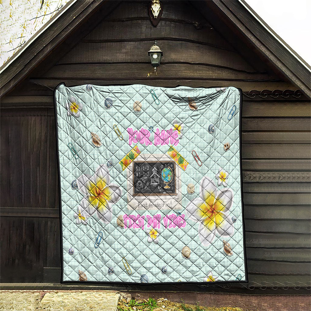 Personalized Hawaii Back To School Dolphin Quilt Grid Notebook Background With Dolphin Mascot And Plumeria Flowers TS04 - Polynesian Pride