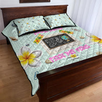 Personalized Hawaii Back To School Dolphin Quilt Bed Set Grid Notebook Background With Dolphin Mascot And Plumeria Flowers TS04 - Polynesian Pride