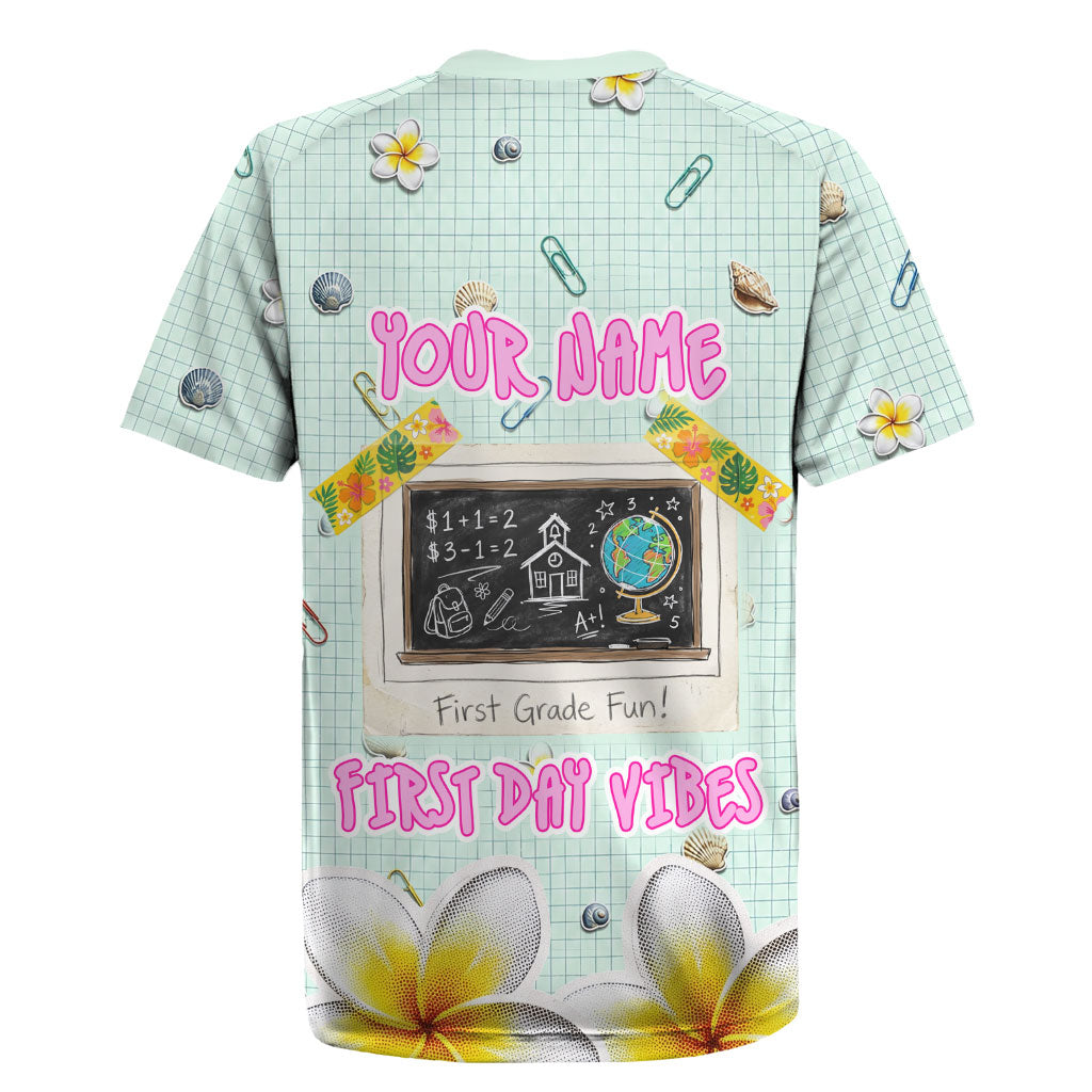 Personalized Hawaii Back To School Dolphin Rugby Jersey Grid Notebook Background With Dolphin Mascot And Plumeria Flowers TS04 - Polynesian Pride