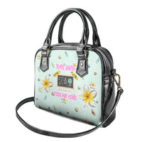 Personalized Hawaii Back To School Dolphin Shoulder Handbag Grid Notebook Background With Dolphin Mascot And Plumeria Flowers TS04 - Polynesian Pride
