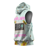Personalized Hawaii Back To School Dolphin Sleeveless Hoodie Grid Notebook Background With Dolphin Mascot And Plumeria Flowers TS04 - Polynesian Pride