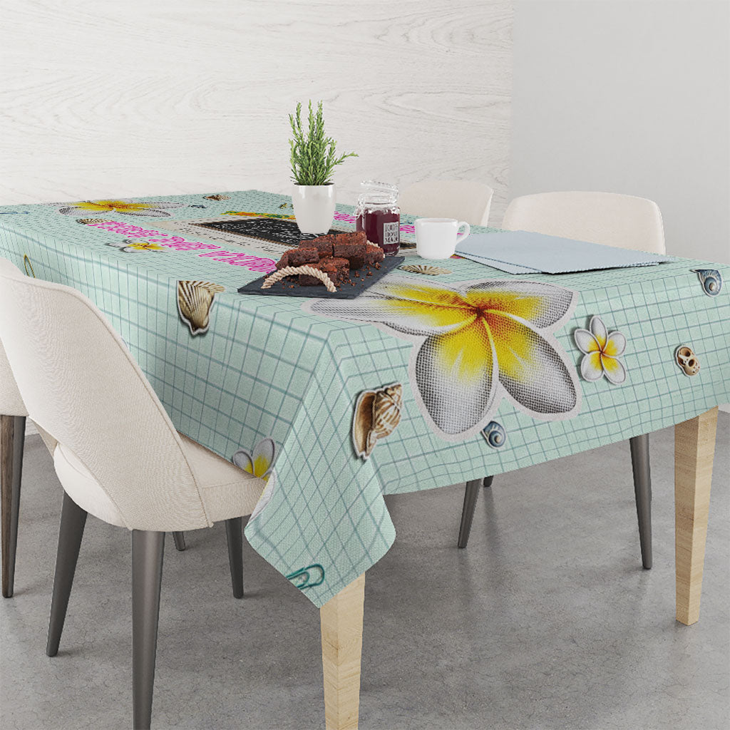 Personalized Hawaii Back To School Dolphin Tablecloth Grid Notebook Background With Dolphin Mascot And Plumeria Flowers TS04 - Polynesian Pride