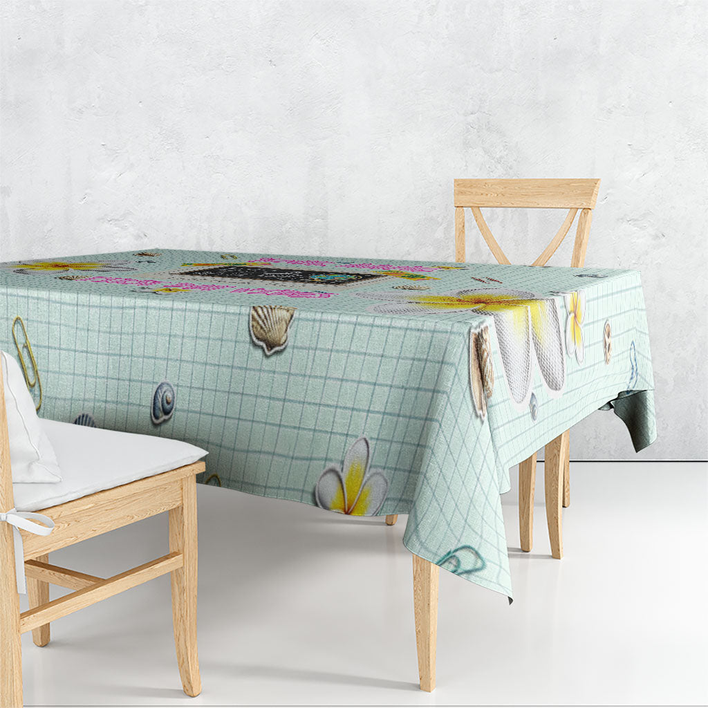 Personalized Hawaii Back To School Dolphin Tablecloth Grid Notebook Background With Dolphin Mascot And Plumeria Flowers TS04 - Polynesian Pride