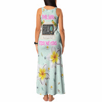 Personalized Hawaii Back To School Dolphin Tank Maxi Dress Grid Notebook Background With Dolphin Mascot And Plumeria Flowers TS04 - Polynesian Pride