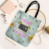 Personalized Hawaii Back To School Dolphin Tote Bag Grid Notebook Background With Dolphin Mascot And Plumeria Flowers TS04 Black Strap One Size Green White - Polynesian Pride