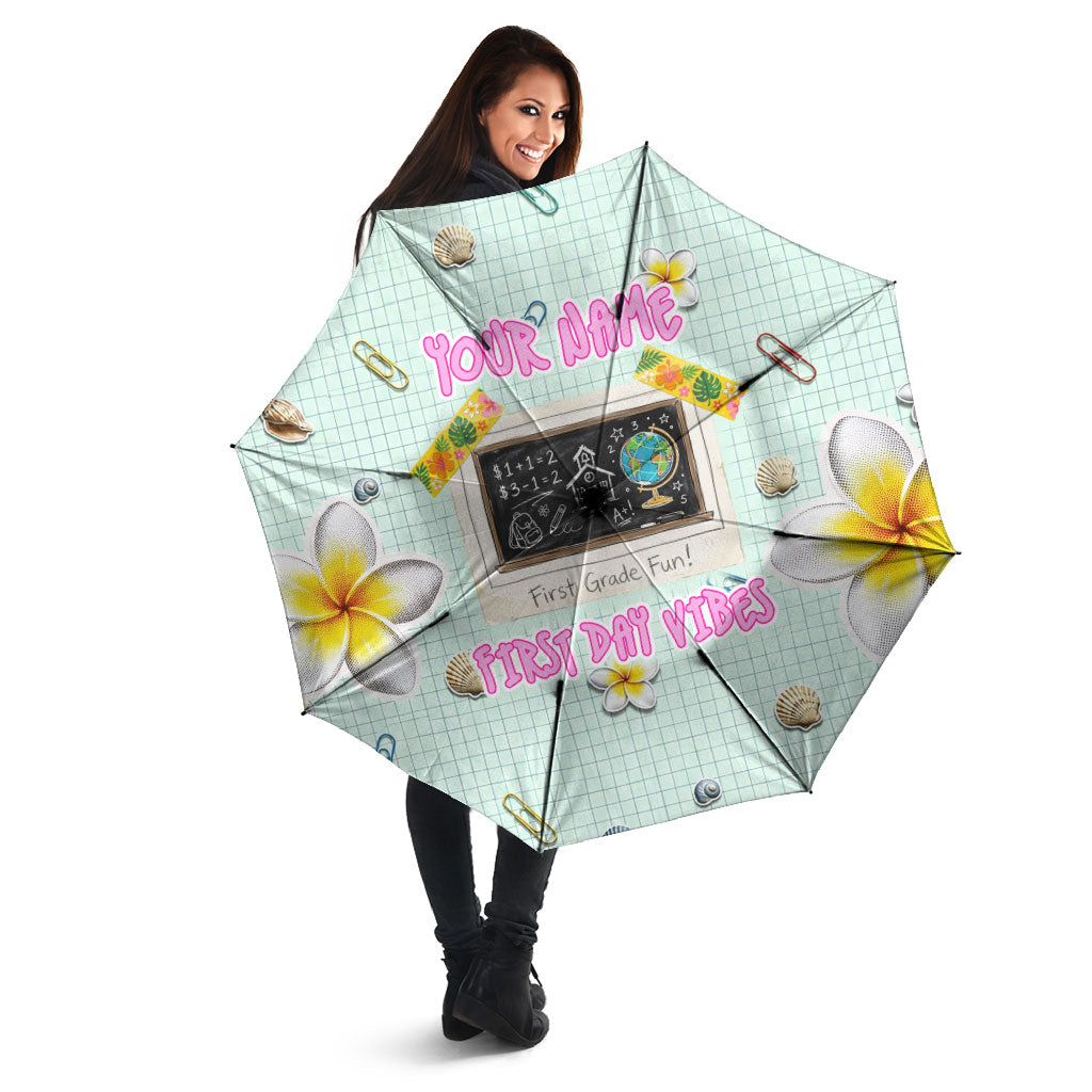 Personalized Hawaii Back To School Dolphin Umbrella Grid Notebook Background With Dolphin Mascot And Plumeria Flowers TS04 - Polynesian Pride