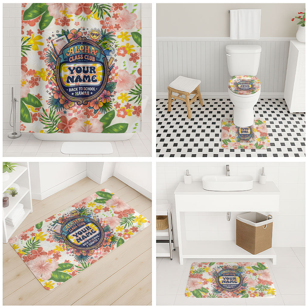 Personalized Hawaii School Club Back To Class Bathroom Set Retro Tropical Hibiscus Pattern With Open Notebook TS04 - Polynesian Pride