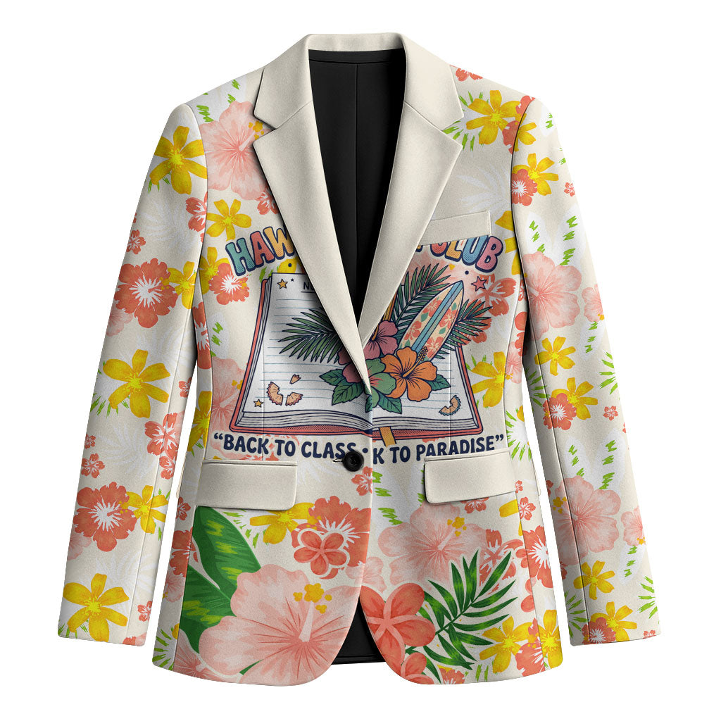 Personalized Hawaii School Club Back To Class Blazer Retro Tropical Hibiscus Pattern With Open Notebook TS04 Unisex White Orange - Polynesian Pride