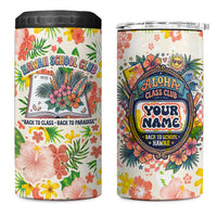 Personalized Hawaii School Club Back To Class 4 in 1 Can Cooler Tumbler Retro Tropical Hibiscus Pattern With Open Notebook TS04 One Size: 16 oz White Orange - Polynesian Pride