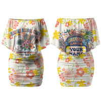 Personalized Hawaii School Club Back To Class Couples Matching Off Shoulder Short Dress and Hawaiian Shirt Retro Tropical Hibiscus Pattern With Open Notebook TS04 - Polynesian Pride