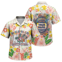 Personalized Hawaii School Club Back To Class Family Matching Mermaid Dress and Hawaiian Shirt Retro Tropical Hibiscus Pattern With Open Notebook TS04 Son's Shirt White Orange - Polynesian Pride