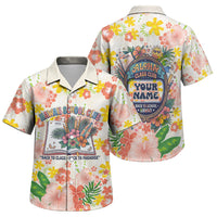 Personalized Hawaii School Club Back To Class Family Matching Off Shoulder Short Dress and Hawaiian Shirt Retro Tropical Hibiscus Pattern With Open Notebook TS04 Son's Shirt White Orange - Polynesian Pride