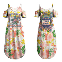 Personalized Hawaii School Club Back To Class Family Matching Summer Maxi Dress and Hawaiian Shirt Retro Tropical Hibiscus Pattern With Open Notebook TS04 Mom's Dress White Orange - Polynesian Pride