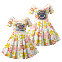 Personalized Hawaii School Club Back To Class Family Matching Summer Maxi Dress and Hawaiian Shirt Retro Tropical Hibiscus Pattern With Open Notebook TS04 Daughter's Dress White Orange - Polynesian Pride