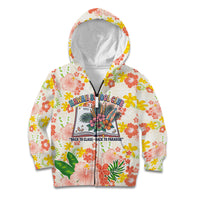 Personalized Hawaii School Club Back To Class Kid Hoodie Retro Tropical Hibiscus Pattern With Open Notebook TS04 Zip Hoodie White Orange - Polynesian Pride