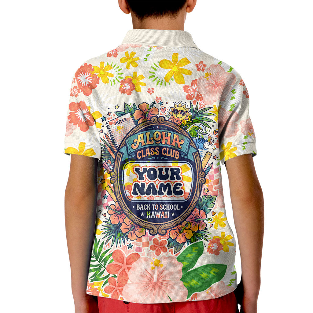 Personalized Hawaii School Club Back To Class Kid Polo Shirt Retro Tropical Hibiscus Pattern With Open Notebook TS04 - Polynesian Pride