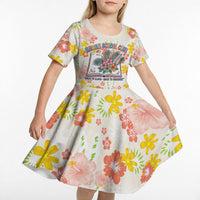 Personalized Hawaii School Club Back To Class Kid Short Sleeve Dress Retro Tropical Hibiscus Pattern With Open Notebook TS04 - Polynesian Pride