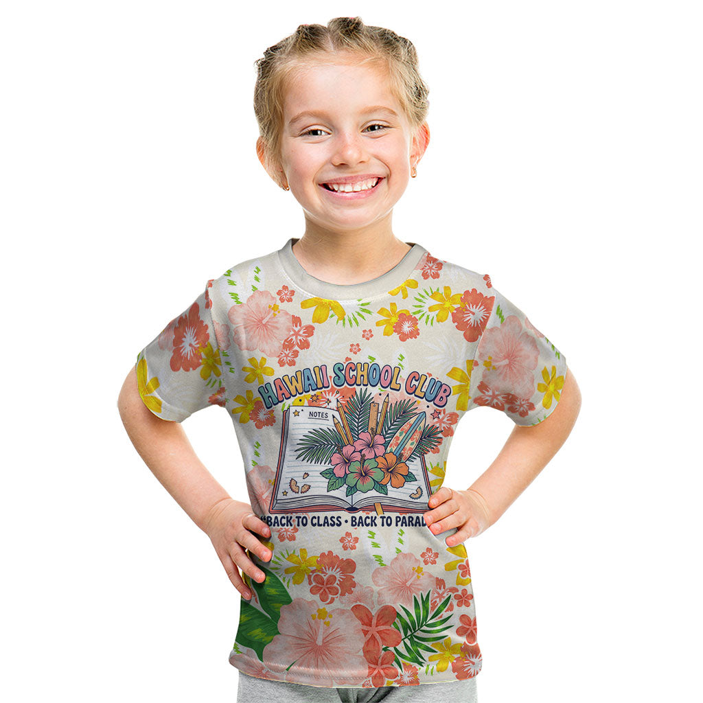 Personalized Hawaii School Club Back To Class Kid T Shirt Retro Tropical Hibiscus Pattern With Open Notebook TS04 White Orange - Polynesian Pride