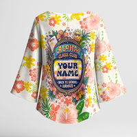 Personalized Hawaii School Club Back To Class Kimono Sleeve Blouse Retro Tropical Hibiscus Pattern With Open Notebook TS04 - Polynesian Pride