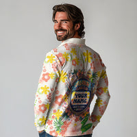 Personalized Hawaii School Club Back To Class Long Sleeve Polo Shirt Retro Tropical Hibiscus Pattern With Open Notebook TS04 - Polynesian Pride