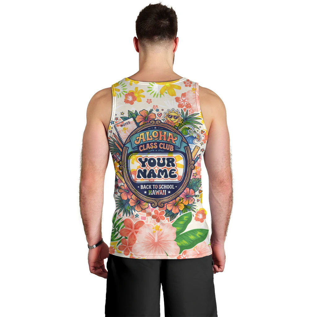 Personalized Hawaii School Club Back To Class Men Tank Top Retro Tropical Hibiscus Pattern With Open Notebook TS04 - Polynesian Pride