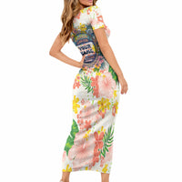 Personalized Hawaii School Club Back To Class Short Sleeve Bodycon Dress Retro Tropical Hibiscus Pattern With Open Notebook TS04 - Polynesian Pride