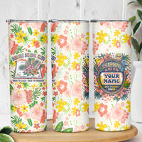 Personalized Hawaii School Club Back To Class Skinny Tumbler Retro Tropical Hibiscus Pattern With Open Notebook TS04 - Polynesian Pride