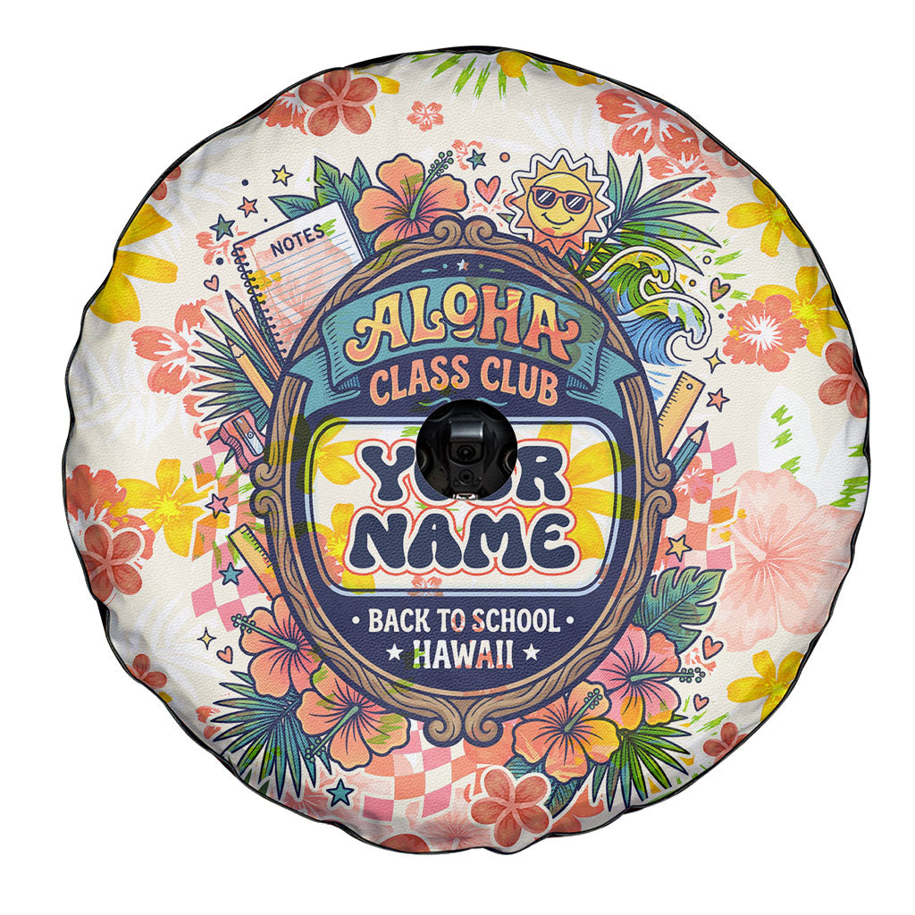 Personalized Hawaii School Club Back To Class Spare Tire Cover Retro Tropical Hibiscus Pattern With Open Notebook TS04 - Polynesian Pride