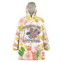 Personalized Hawaii School Club Back To Class Wearable Blanket Hoodie Retro Tropical Hibiscus Pattern With Open Notebook TS04 One Size White Orange - Polynesian Pride