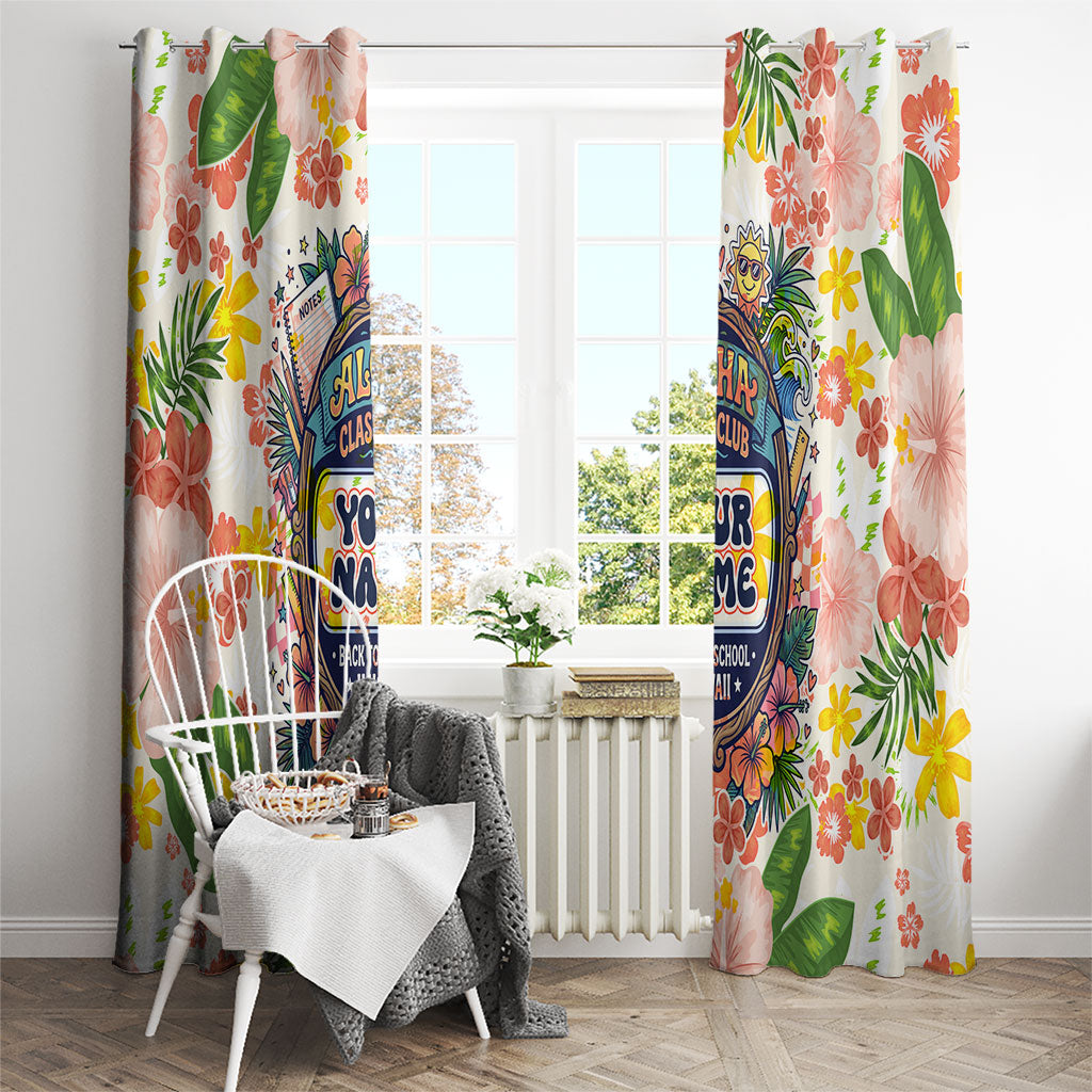 Personalized Hawaii School Club Back To Class Window Curtain Retro Tropical Hibiscus Pattern With Open Notebook TS04 - Polynesian Pride