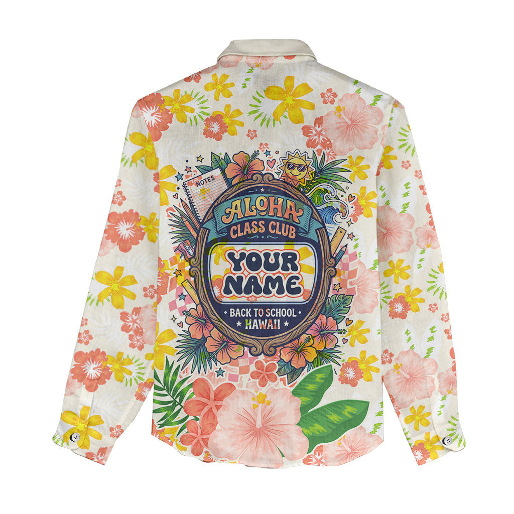 Personalized Hawaii School Club Back To Class Women Casual Shirt Retro Tropical Hibiscus Pattern With Open Notebook TS04 - Polynesian Pride