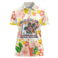 Personalized Hawaii School Club Back To Class Women Polo Shirt Retro Tropical Hibiscus Pattern With Open Notebook TS04 Female White Orange - Polynesian Pride