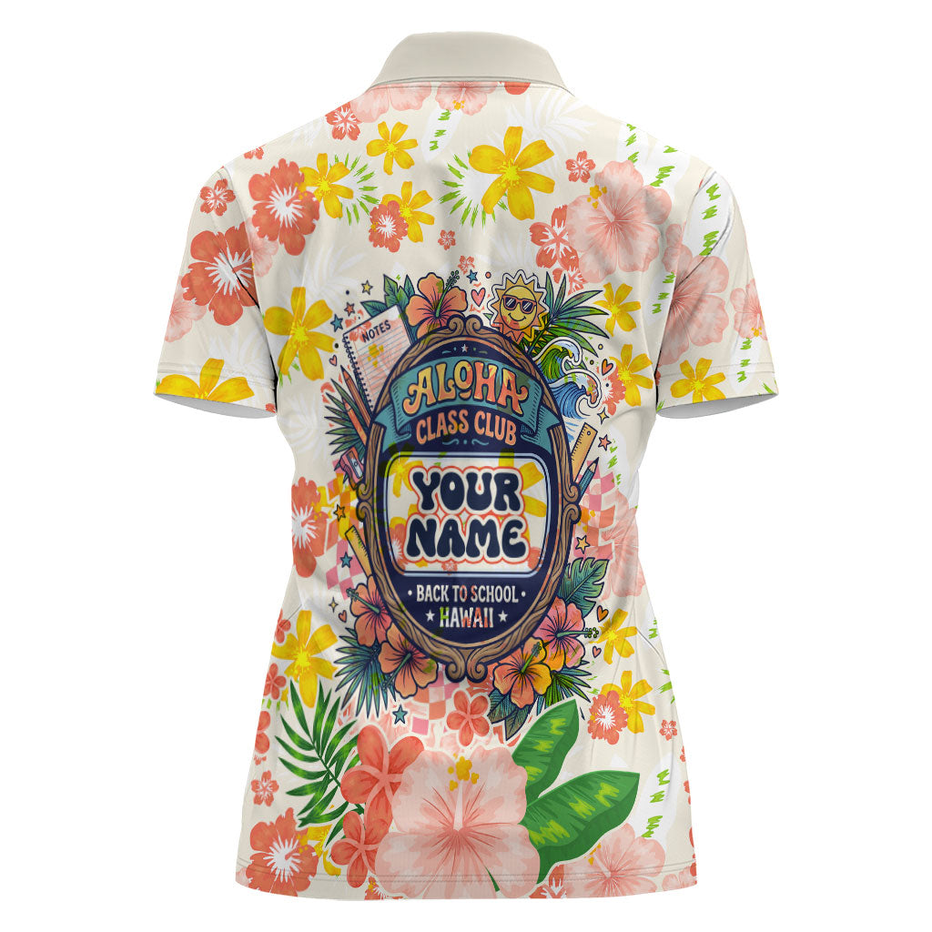 Personalized Hawaii School Club Back To Class Women Polo Shirt Retro Tropical Hibiscus Pattern With Open Notebook TS04 - Polynesian Pride