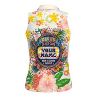 Personalized Hawaii School Club Back To Class Women Sleeveless Polo Shirt Retro Tropical Hibiscus Pattern With Open Notebook TS04 - Polynesian Pride