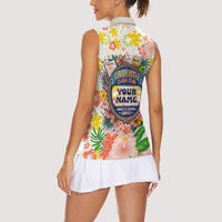 Personalized Hawaii School Club Back To Class Women Sleeveless Polo Shirt Retro Tropical Hibiscus Pattern With Open Notebook TS04 - Polynesian Pride