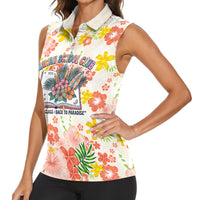 Personalized Hawaii School Club Back To Class Women Sleeveless Polo Shirt Retro Tropical Hibiscus Pattern With Open Notebook TS04 - Polynesian Pride