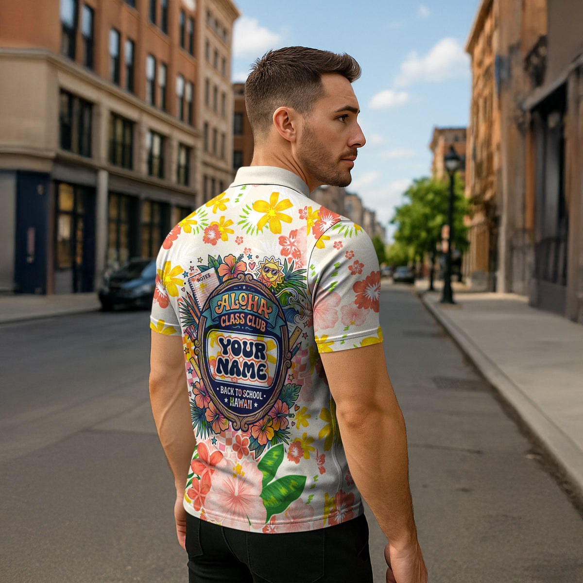 Personalized Hawaii School Club Back To Class Zipper Polo Shirt Retro Tropical Hibiscus Pattern With Open Notebook TS04 - Polynesian Pride