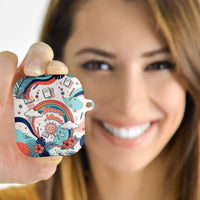 Personalized Hawaii Back To School AirPods Case Retro Rainbow Sun with Tropical Hibiscus Flowers TS04 - Polynesian Pride