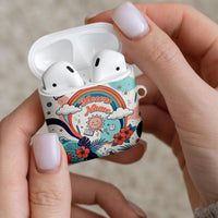 Personalized Hawaii Back To School AirPods Case Retro Rainbow Sun with Tropical Hibiscus Flowers TS04 - Polynesian Pride