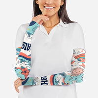 Personalized Hawaii Back To School Arm Sleeves Retro Rainbow Sun with Tropical Hibiscus Flowers TS04 - Polynesian Pride