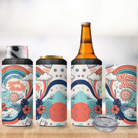 Personalized Hawaii Back To School 4 in 1 Can Cooler Tumbler Retro Rainbow Sun with Tropical Hibiscus Flowers TS04 - Polynesian Pride