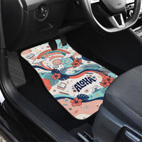 Personalized Hawaii Back To School Car Mats Retro Rainbow Sun with Tropical Hibiscus Flowers TS04 - Polynesian Pride