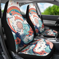 Personalized Hawaii Back To School Car Seat Cover Retro Rainbow Sun with Tropical Hibiscus Flowers TS04 - Polynesian Pride